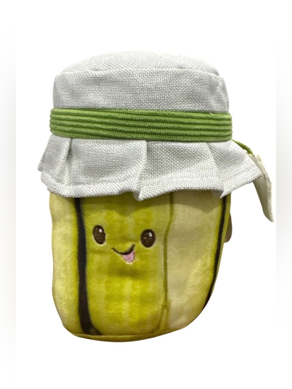 Cute Pickle Plush Pouch with White Hat and Green Trim